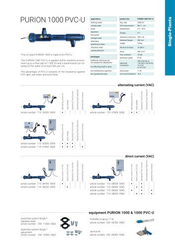 configuration options UV plant PURION 1000 PVC-U