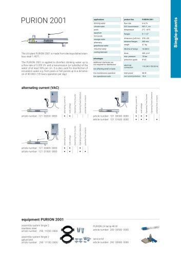 configuration options UV plant PURION 2001