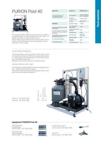 configuration options UV plant PURION Pool 40