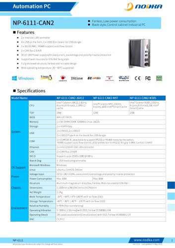 NP-6111-CAN2 Datasheet