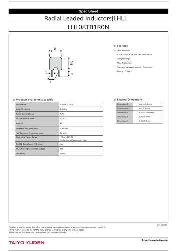 Radial Leaded Inductors[LHL] LHL08TB1R0N