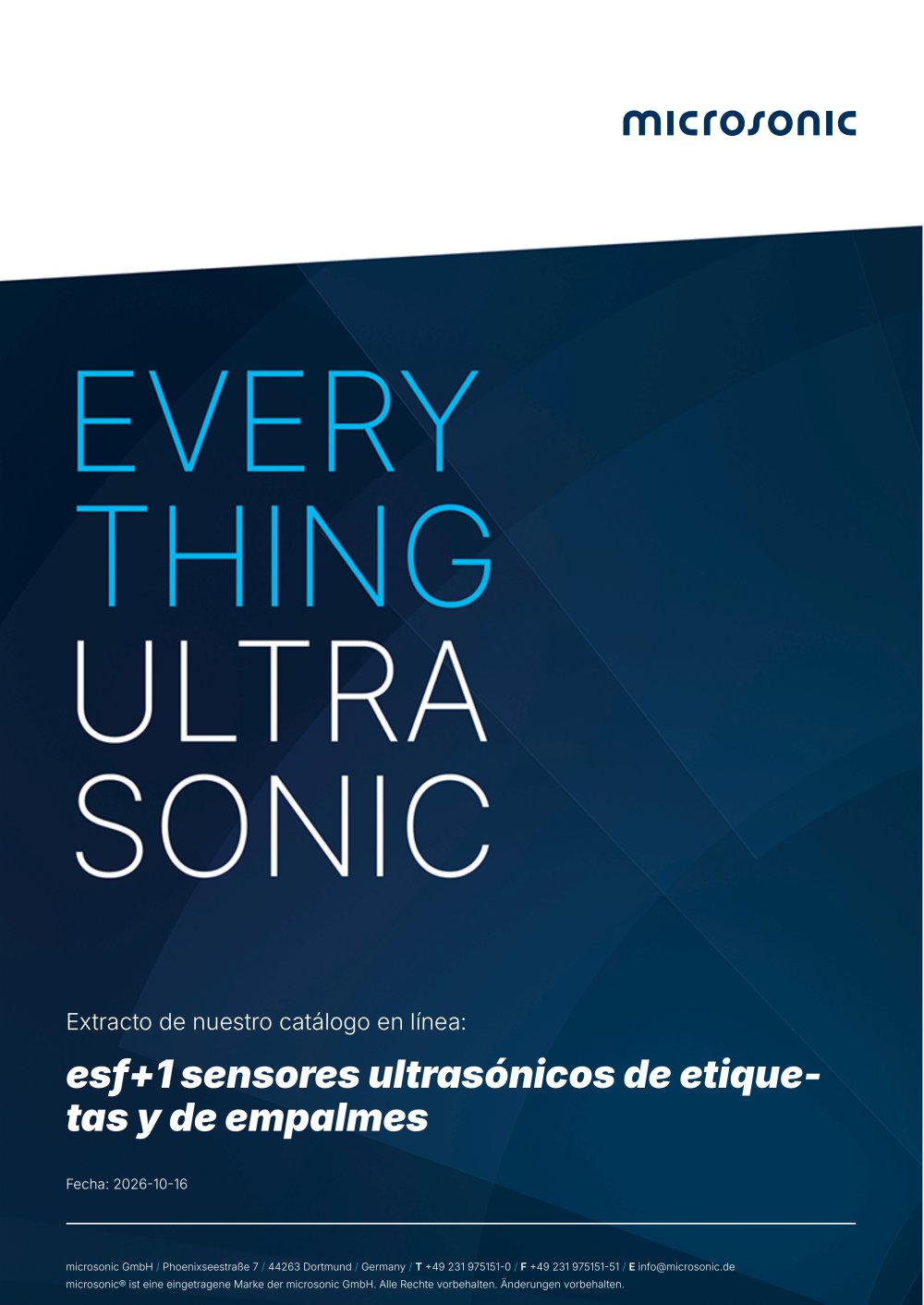 Sensor ultras&oacute;nico de etiquetas esf+1 - microsonic