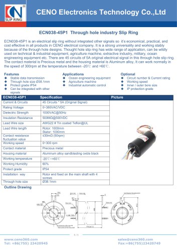 CENO 1.5 inch Hollow shaft slip rings ECN038-45P1