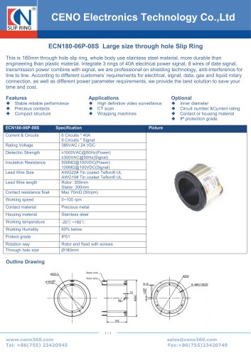 CENO 180mm Through bore swivel connector ECN180-06P-08S