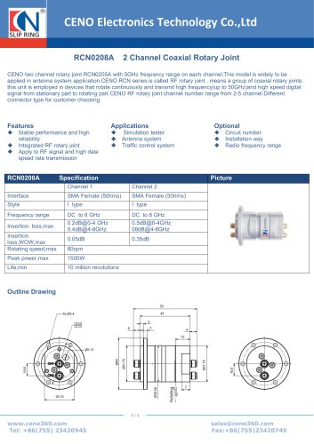 CENO 2 Channel Coaxial Rotary Joint RCN0208A