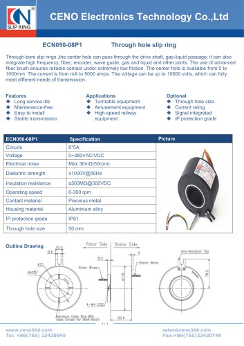 CENO 50mm through bore slip ring ECN050-08P1