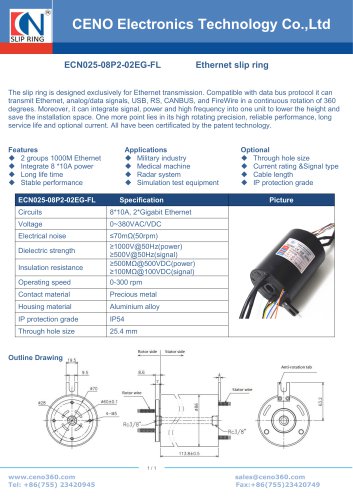 CENO Air passage in the center of slip ring ECN025-08P2-02EG-FL