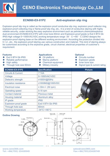 CENO ATEX slip ring with 60mm through hole ECN060-EX-01P2