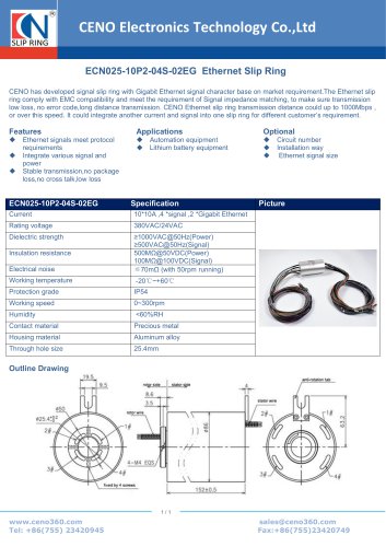 CENO Ethernet slip ring ECN025-10P2-04S-02EG