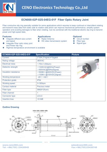 CENO Fiber Optic Rotary Joint ECN000-02P-02S-04EG-01F