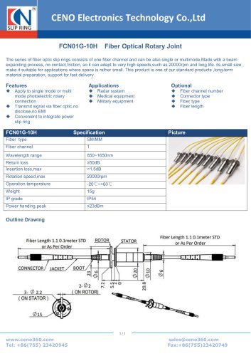 CENO Fiber Optical Rotary Joint High Speed 20000RPM FCN01G-10H