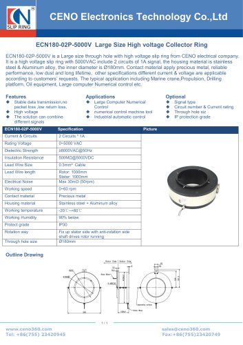 CENO High voltage big bore slip ring ECN180-02P-5000V 