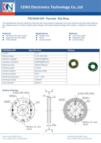 CENO Pancake slip ring for display cabinet PSCN020-02P