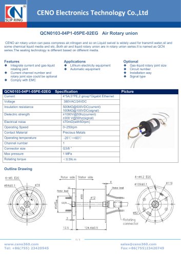 CENO Pneumatic rotary joint combine electrical slip ring QCN0103-04P1-05PE-02EG