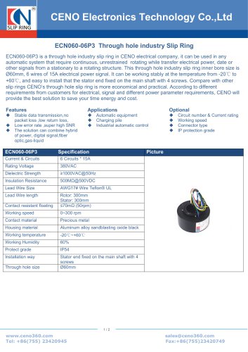 CENO Rotary connector with 60mm center hole ECN060-06P3