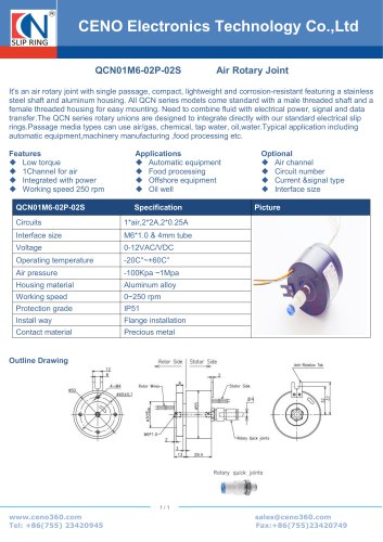 CENO Rotary union for mixing machine QCN01M6-02P-02S