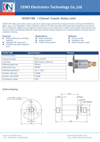 CENO Single Channel Coaxial Rotary Joint RCN0118B