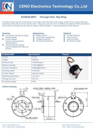 CENO Slip ring with 38.1mm hole ECN038-06P3