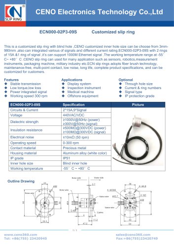 CENO Sliprings with blind inner hole ECN000-02P3-09S