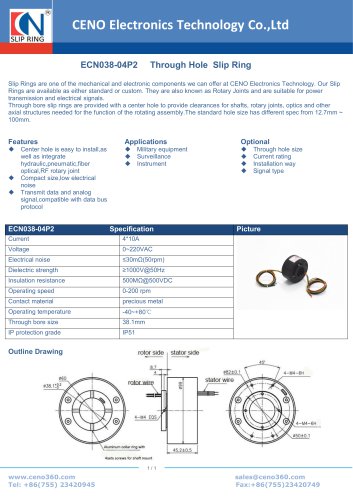 CENO Through Bore Slip Ring ECN038-04P2