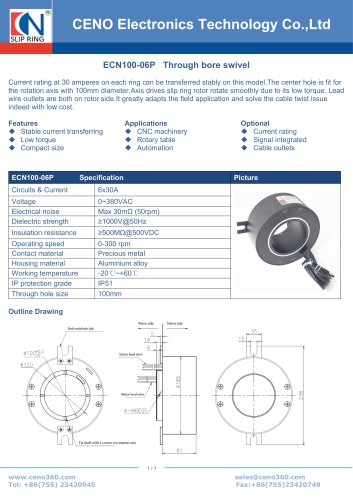 CENO Through bore slipring with 100mm bore ECN100-06P