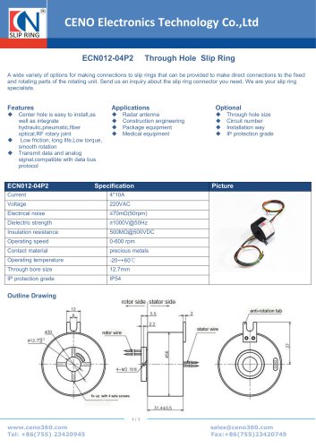 CENO Through hole slip ring ECN012-04P2