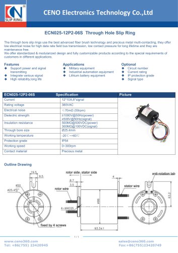 CENO Through Hole Slip Ring ECN025-12P2-06S