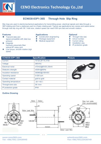 CENO Through hole slip ring for crane ECN038-03P1-36S