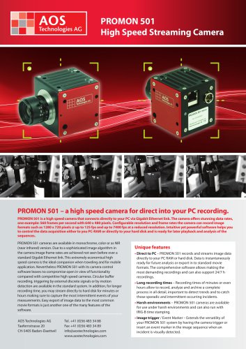 PROMON 501 High Speed Streaming Camera