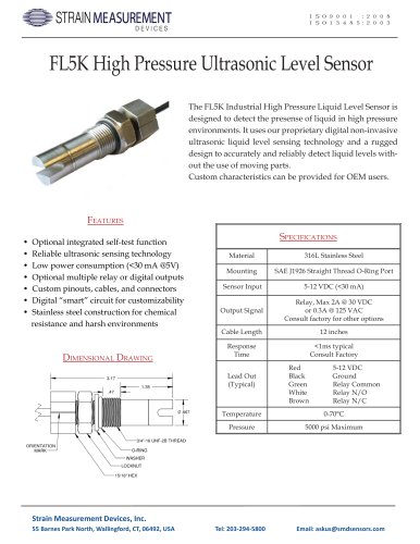 FL5K High Pressure Ultrasonic Liquid Level Detector