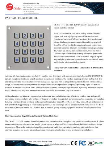 Waterproof 16 keys stainless steel panel mount keypad with backlight