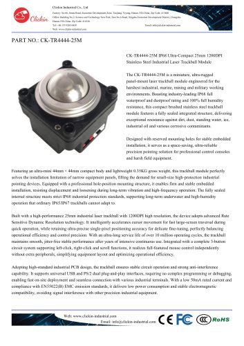Waterproof Industrial mountable stainless steel 25.0mm trackball module
