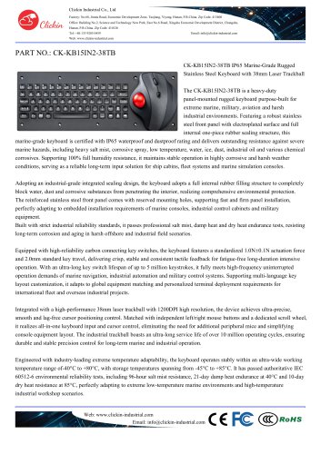Waterproof Marine level panel mount keyboard with integrated trackball mouse