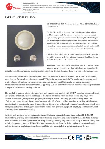 Waterproof Marine level stainless steel panel mount 50.0mm laser trackball with electroplated black surface