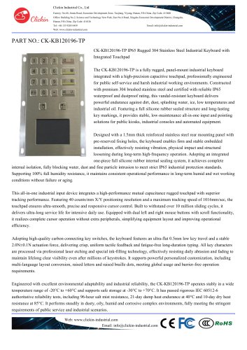 Waterproof Stainless steel panel mount numeric keypad with integrated touchpad mouse