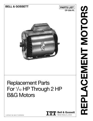 1/12 HP through 2 HP B&G Motor Parts