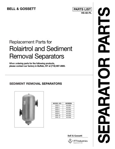 Replacement Parts for Rolairtrol and Sediment Removal Separators