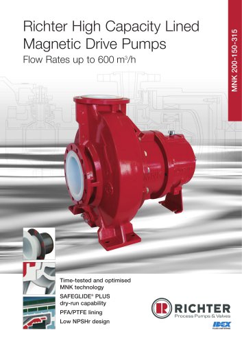 High Capacity Lined Magnetic Drive Pumps MNK 200-150-315