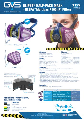 ELIPSE® HALF-FACE MASK  + HESPA™ Multigas P100 (R) Filters