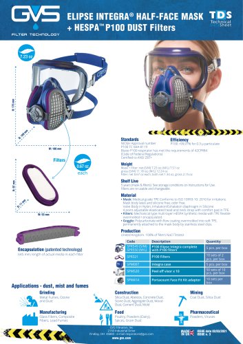 ELIPSE INTEGRA® HALF-FACE MASK + HESPA™ P100 DUST Filters