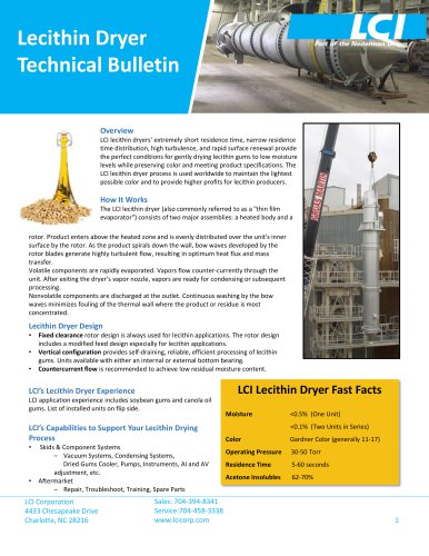 Lecithin Dryer Technical Bulletin