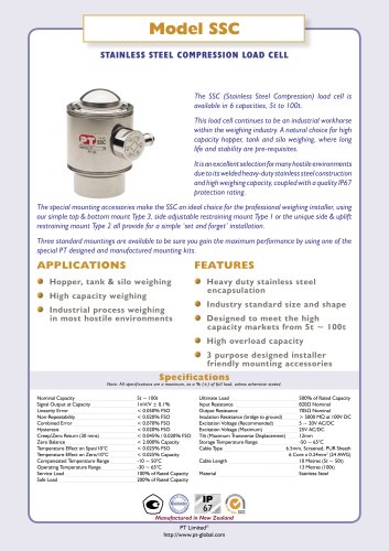 Model SSC STAINLESS STEEL COMPRESSION LOAD CELL