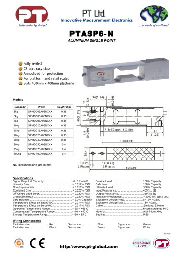 Single Point Load Cells-Aluminium, Low Cost, 400x400mm platform PTASP6-N