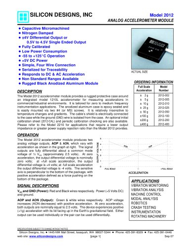 Silicon Designs Model 2012 Analog Accelerometer Module