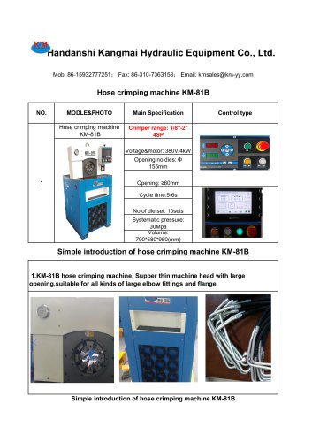 KM-81B hose crimping machine KM hydraulic