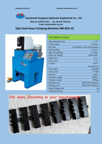 KM-85A-32 KM hydraulic hose crimping machine