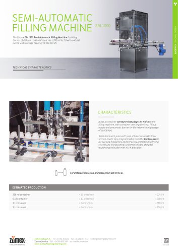 ZBL1000 / SEMI-AUTOMATIC FILLING MACHINE