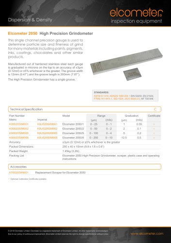 Elcometer 2050 High Precision Grindometer (Single Channel)