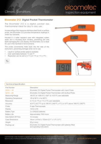 Elcometer 212 Digital Pocket Thermometer