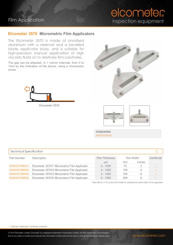 Elcometer 3570 - Micrometric Film Applicators